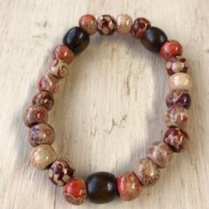 Brown Handmade Stretch Bracelet Glass Beads #7